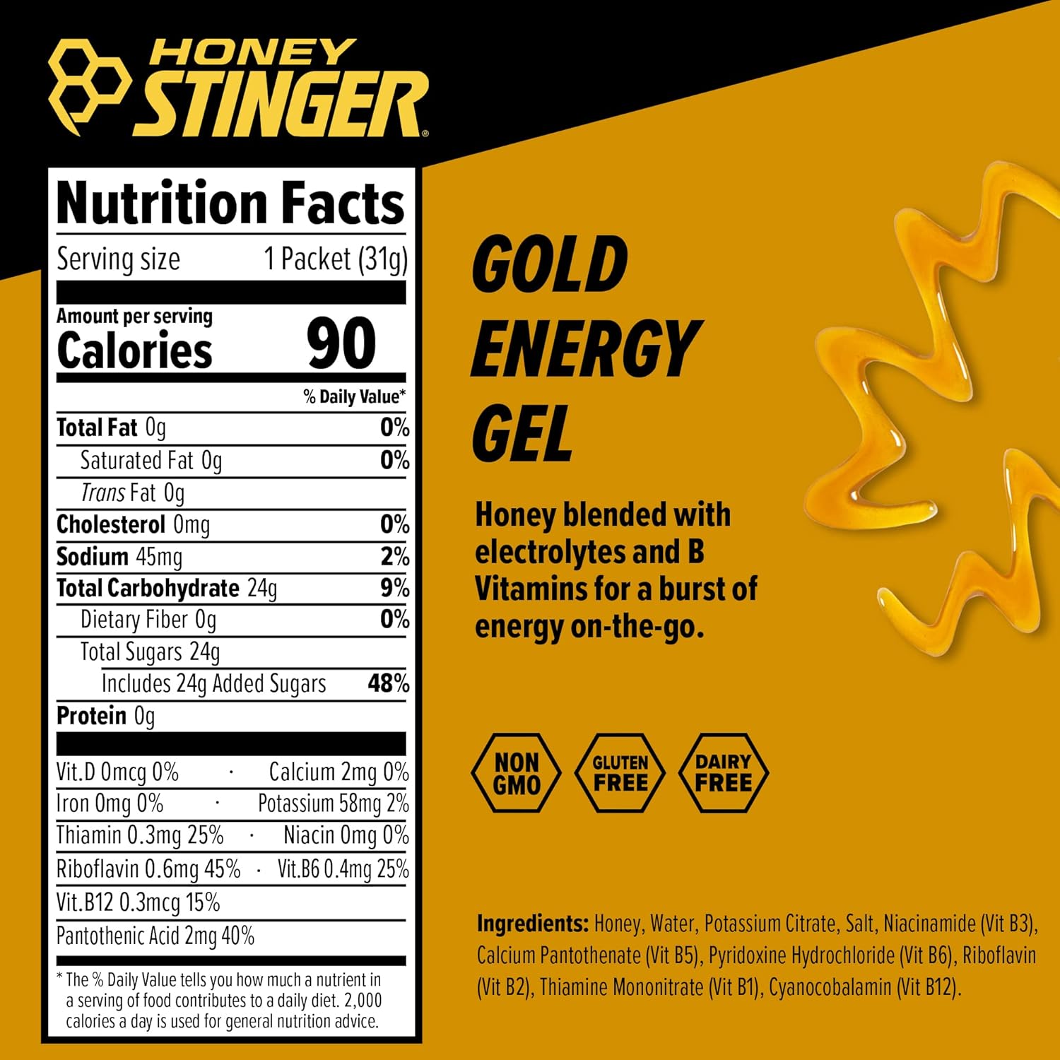 Honey Stinger Energy Gel Variety Pack - Gold and Organic Fruit Smoothie Flavors - Gluten & Caffeine Free - Ideal Sports Nutrition for Home & Gym - Pre & Mid Workout Fuel