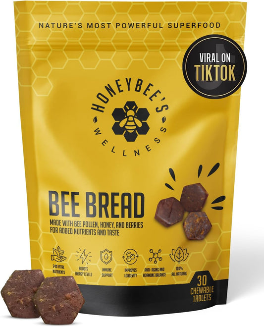 Honeybee's Wellness Bee Bread: Natural Multivitamin Superfood with Bee Pollen, Propolis, and Berries for Energy, Immunity, and Vitality