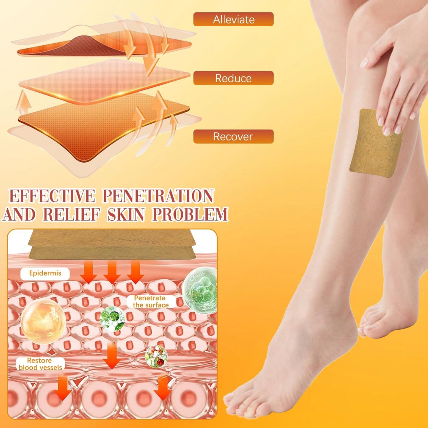 Hongani Natural Turmeric Vein Patches - 48 pcs, Relieves Varicose Veins in Legs for Women and Men