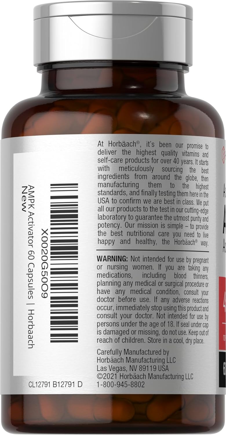 Horbäach AMPK Metabolic Activator 450 mg - 60 Capsules - Non-GMO, Gluten Free Supplement
