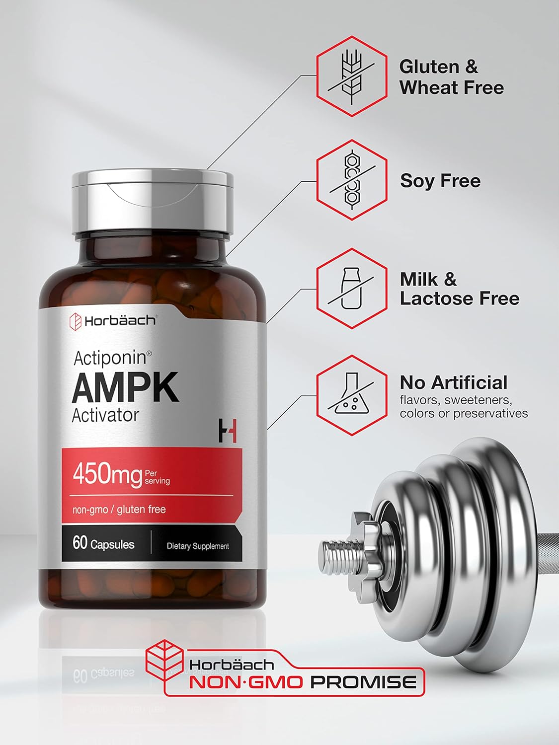 Horbäach AMPK Metabolic Activator 450 mg - 60 Capsules - Non-GMO, Gluten Free Supplement