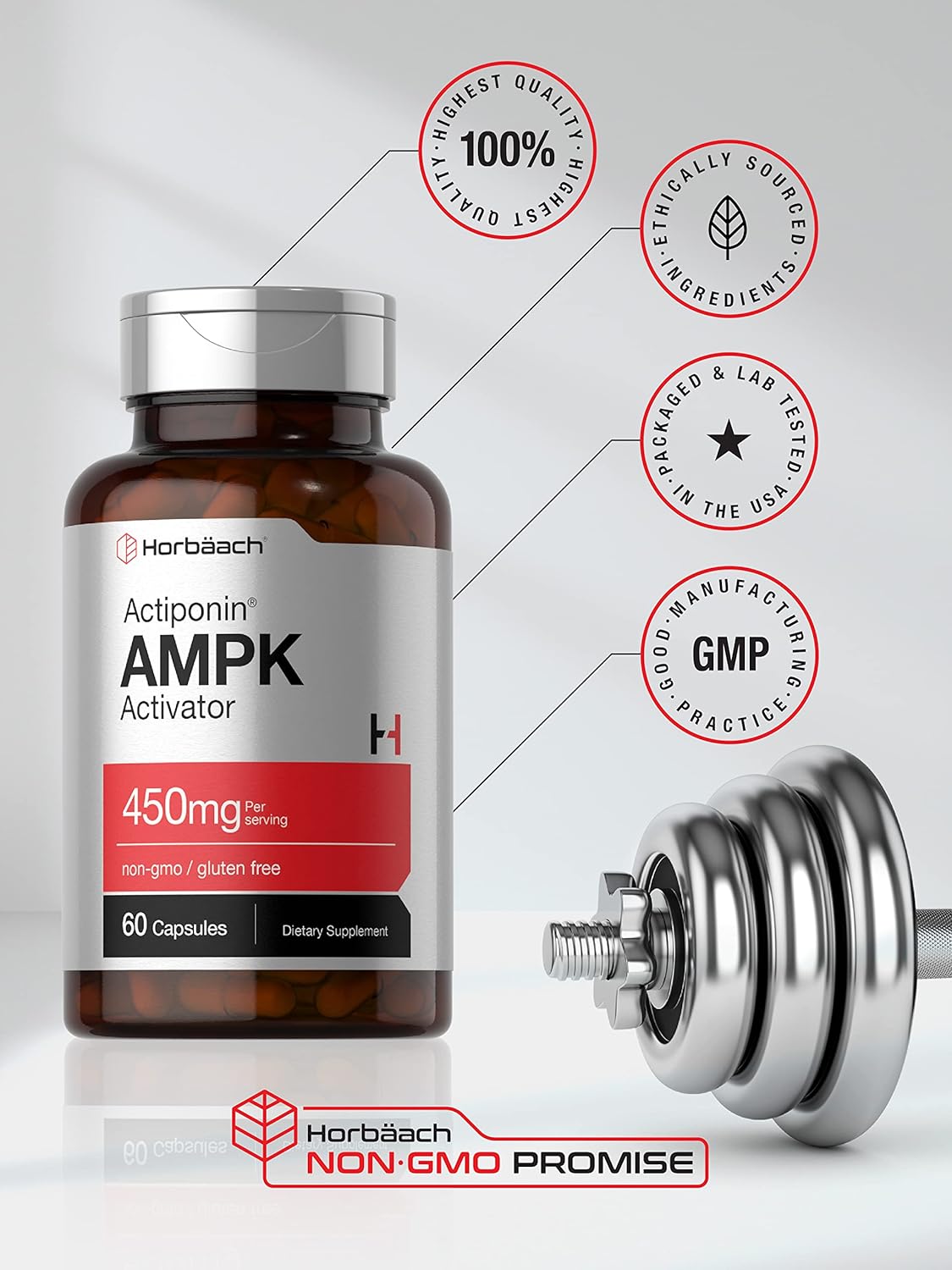Horbäach AMPK Metabolic Activator 450 mg - 60 Capsules - Non-GMO, Gluten Free Supplement