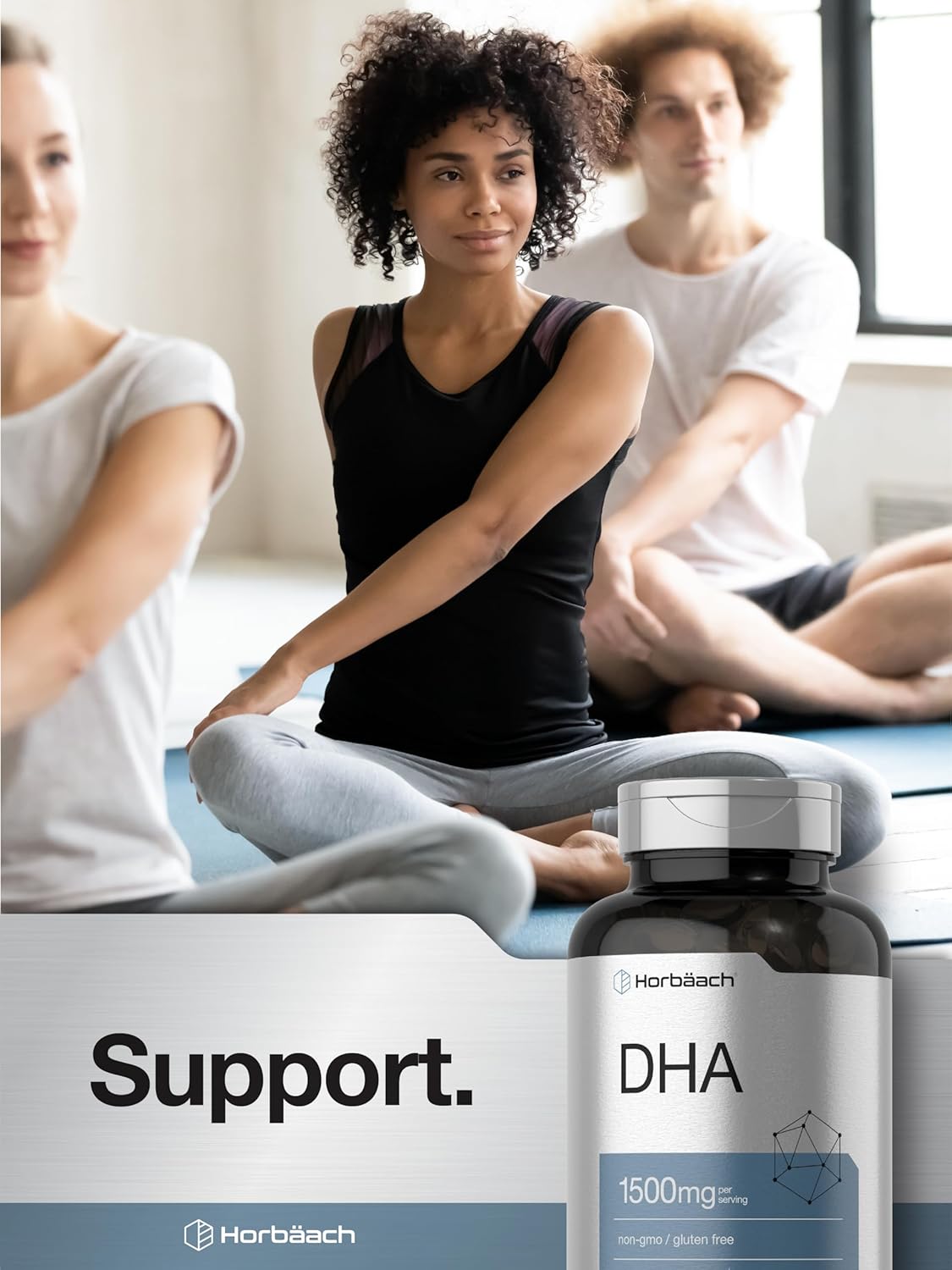 Horbäach DHA Supplement 1500mg Softgels - 90 Count, EPA Omega 3, Non-GMO Gluten-Free