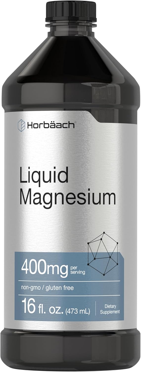 Horbäach Liquid Magnesium Supplement 400mg | 16 oz | Vegetarian, Non-GMO & Gluten-Free Formula