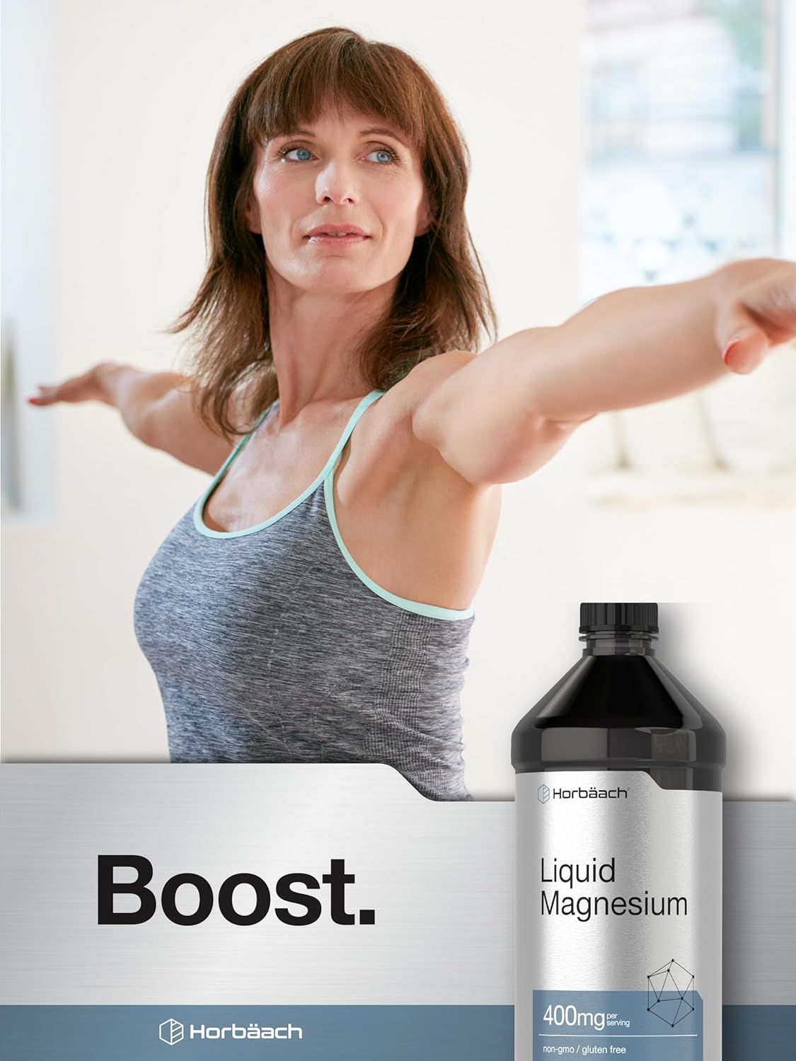 Horbäach Liquid Magnesium Supplement 400mg | 16 oz | Vegetarian, Non-GMO & Gluten-Free Formula