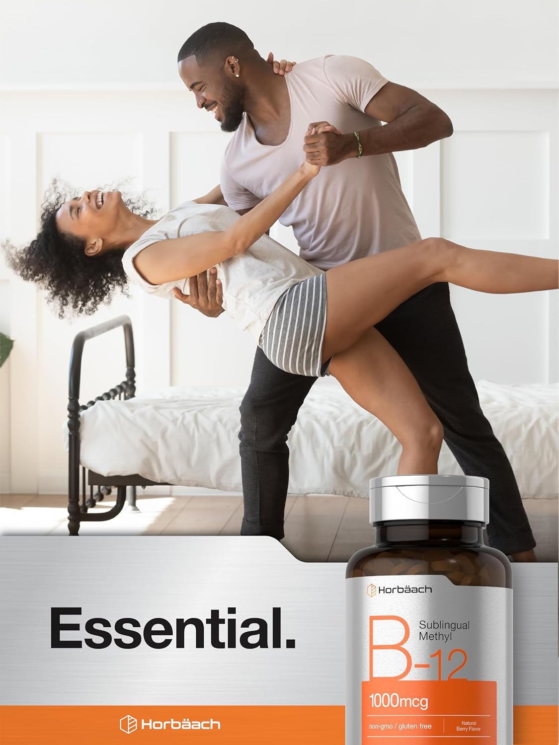 Horbäach Vitamin B12 1000 mcg Sublingual Tablets - 400 Count Berry Flavor Supplement - Fast Dissolve for Women & Men - Vegan & Non-GMO