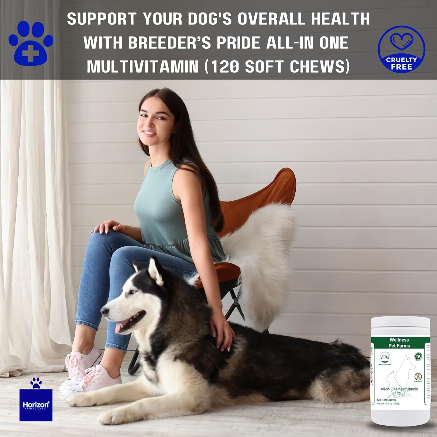Horizon Animal Care Dog Multivitamin Chews - All-in-One Vitamins for Dogs, Supports Immunity & Joint Health, 120 Soft Chews, All Ages & Breeds