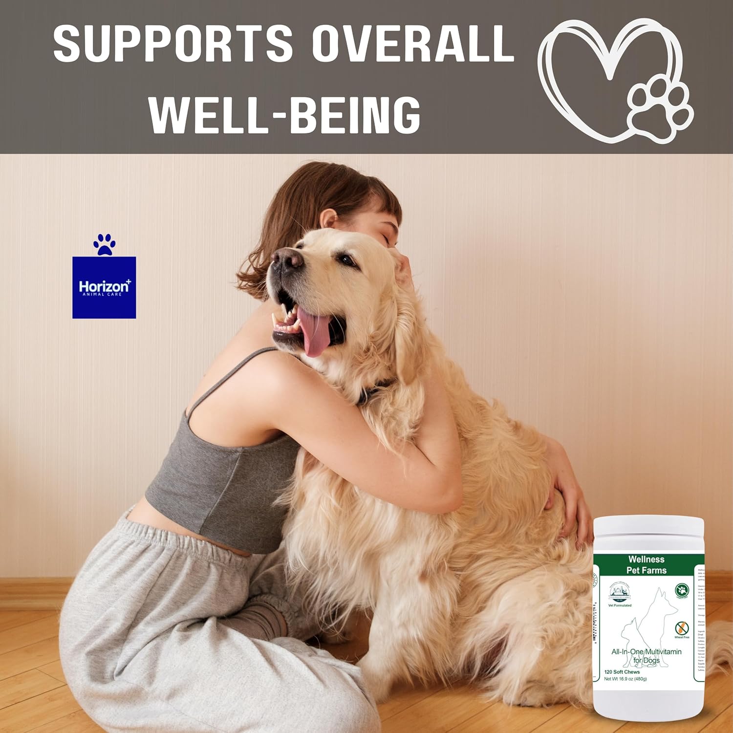 Horizon Animal Care Dog Multivitamin Chews - All-in-One Vitamins for Dogs, Supports Immunity & Joint Health, 120 Soft Chews, All Ages & Breeds
