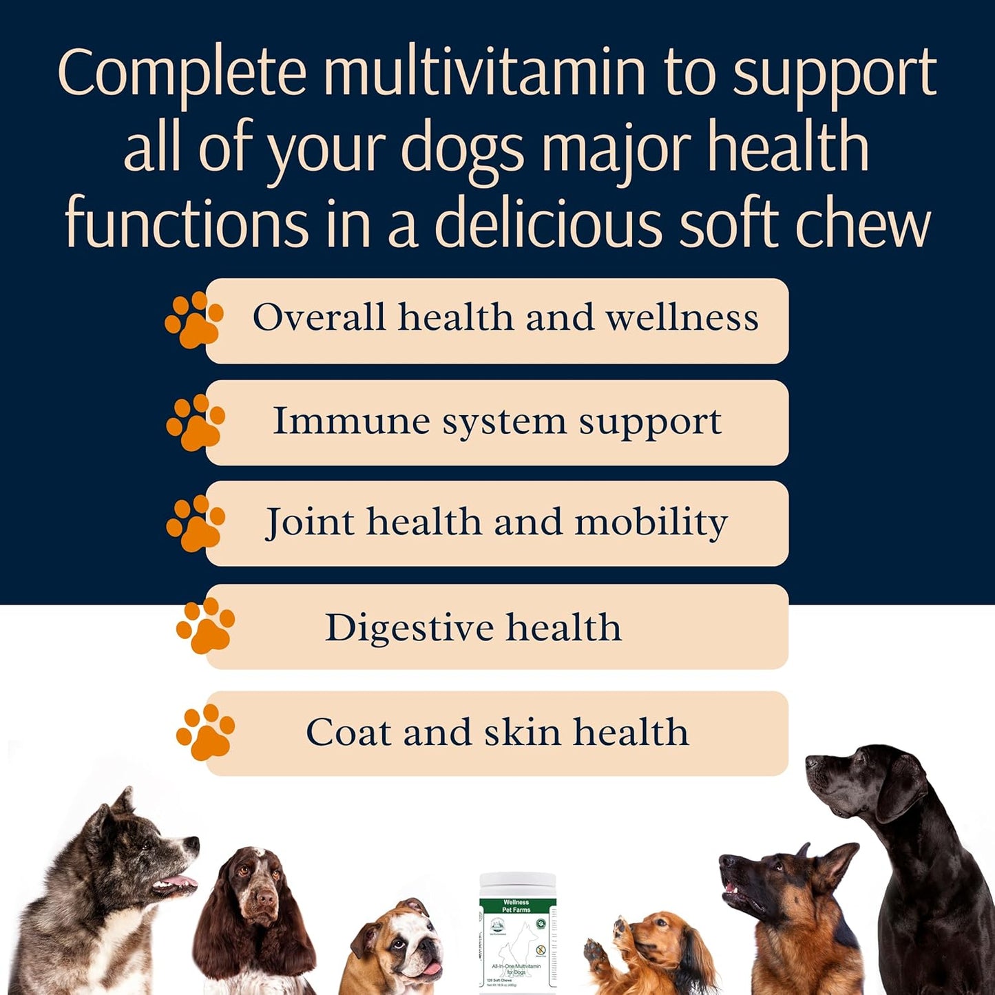 Horizon Animal Care Dog Multivitamin Chews - All-in-One Vitamins for Dogs, Supports Immunity & Joint Health, 120 Soft Chews, All Ages & Breeds