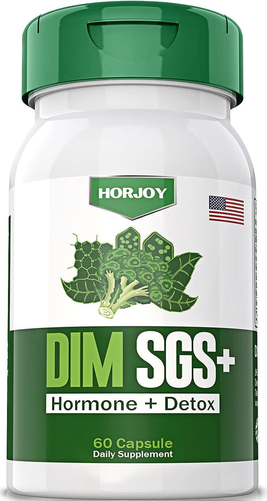 HORJOY DIM SGS Hormone Balance & Detox Supplement - Control Appetite, Clear Hormonal Acne, Promote Detox (60 Caps)