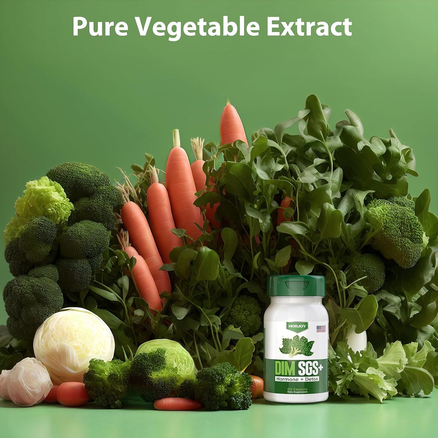 HORJOY DIM SGS Hormone Balance & Detox Supplement - Control Appetite, Clear Hormonal Acne, Promote Detox (60 Caps)