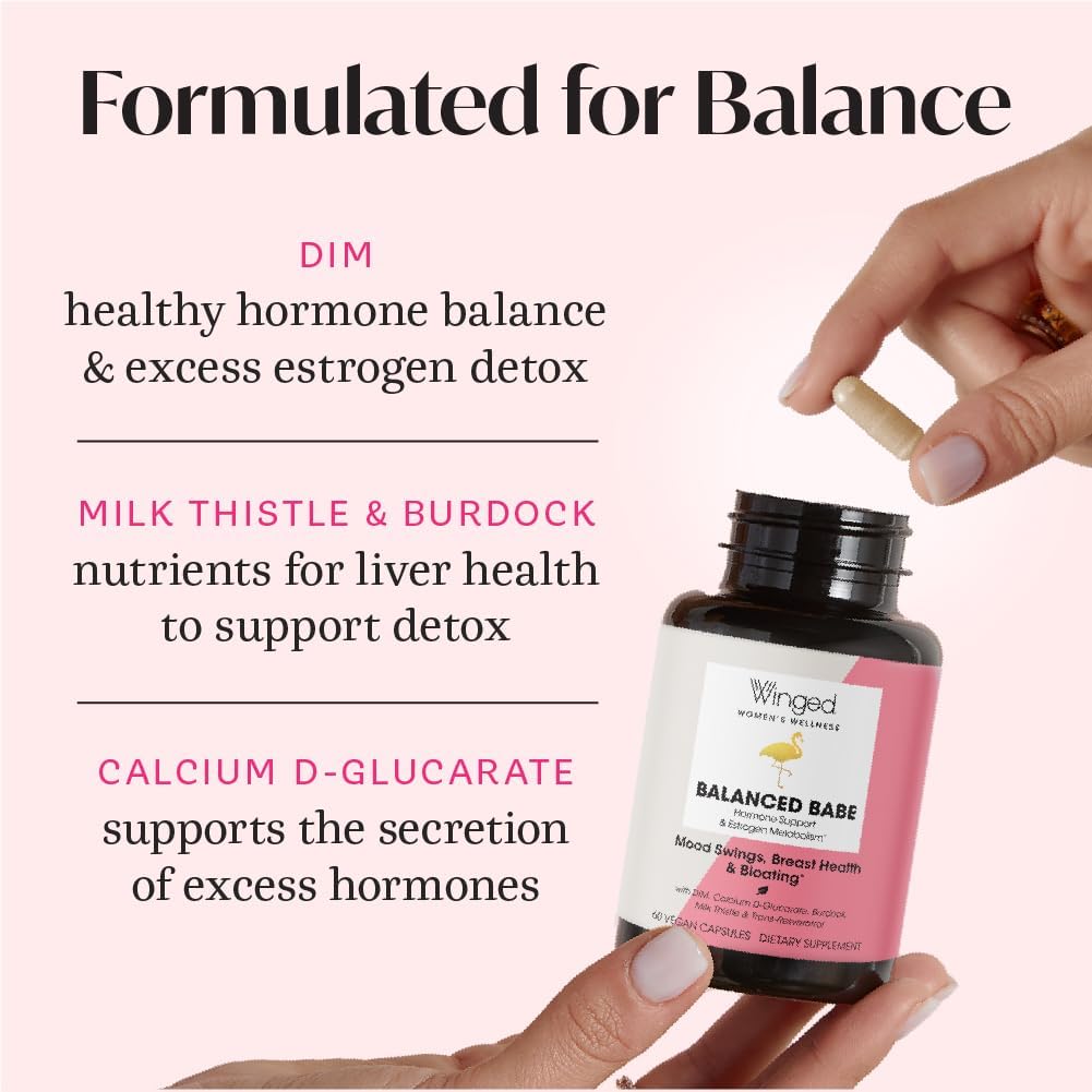 Hormone Balance & Estrogen Detox Supplement for Women | PMS Relief & Hormonal Acne Treatment | 100mg DIM & Calcium D-Glucarate | 60ct Bottle