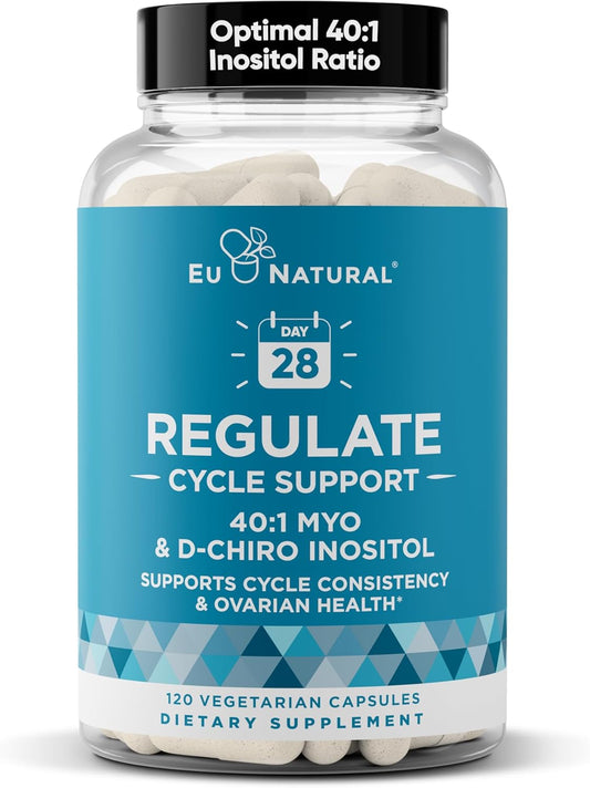 Hormone Balance for Women - Myo-Inositol & D-Chiro Inositol Supplement - Menstrual & Ovulation Support - 120 Vegan Capsules