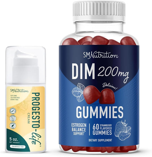 Hormone Balancing Gummies with DIM 200mg and Progesterone Cream - Complete Hormone Balance for Women