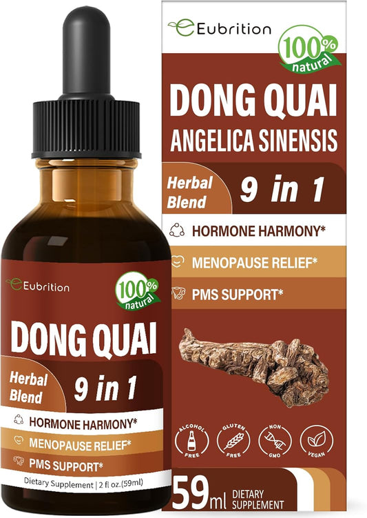 Hormone Harmony Dong Quai Liquid Supplement for Women - Menopause & PMS Relief, Red Clover & Fenugreek Herbal Blend Drops