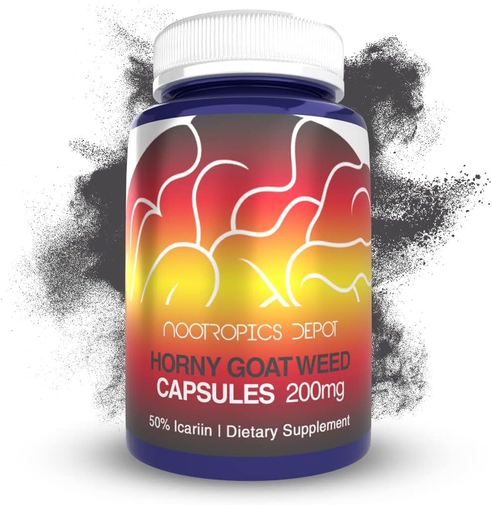 Horny Goat Weed Capsules 200mg - 90 Count | High Icariin Content | Epimedium brevicornum Supplement