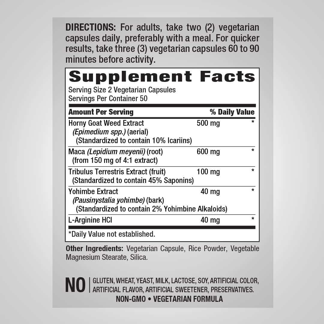 Horny Goat Weed Complex for Men | Ultimate Extract Supplement | 100 Capsules | Vegetarian, Non-GMO, Gluten Free