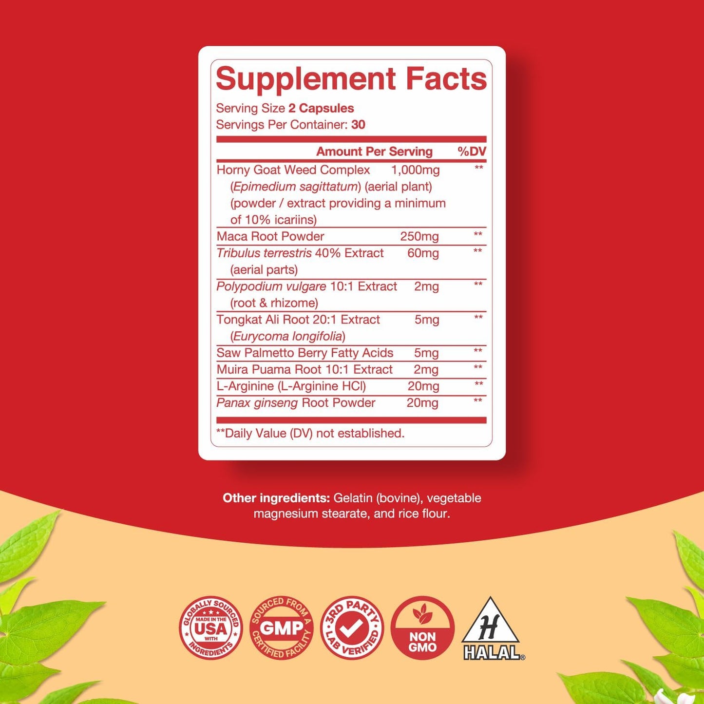 Horny Goat Weed Extract with Maca Powder for Immune Support and Stamina - Energy Booster for Men and Women - 60 Capsules