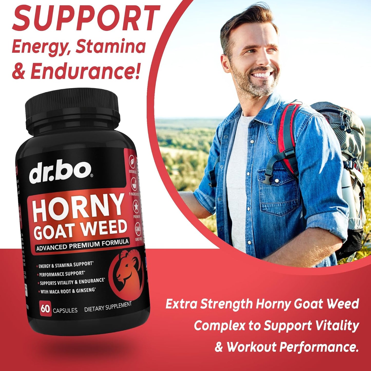 Horny Goat Weed Max Male Enhancement Pills for Men & Women - 1590mg Maca Root, Tribulus, L Arginine, Ginseng - Boost Stamina & Performance - 60 Capsules
