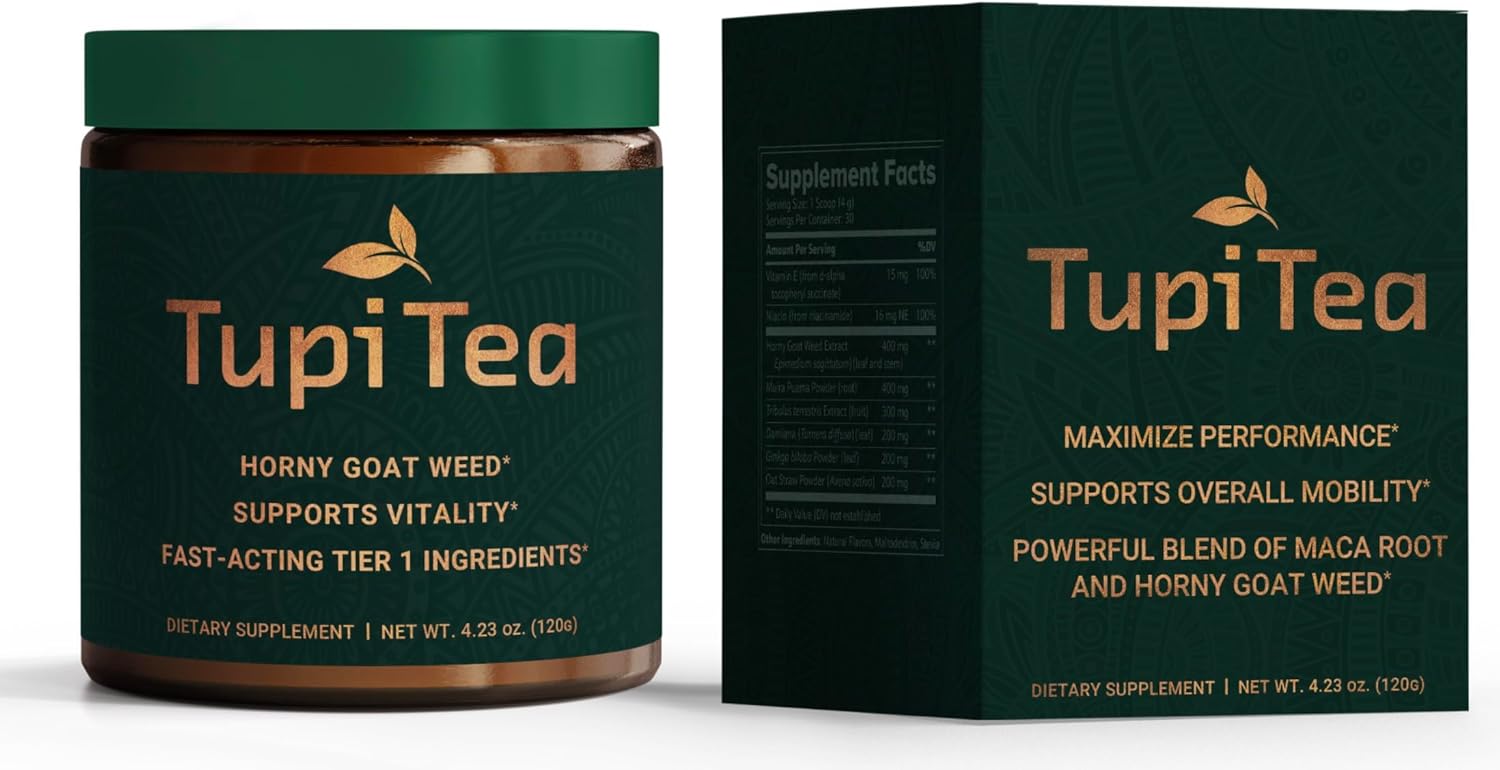 Horny Goat Weed Powder with Maca Root, Tribulus Terrestris & Muira Puama for Energy Boost & Wellness Support