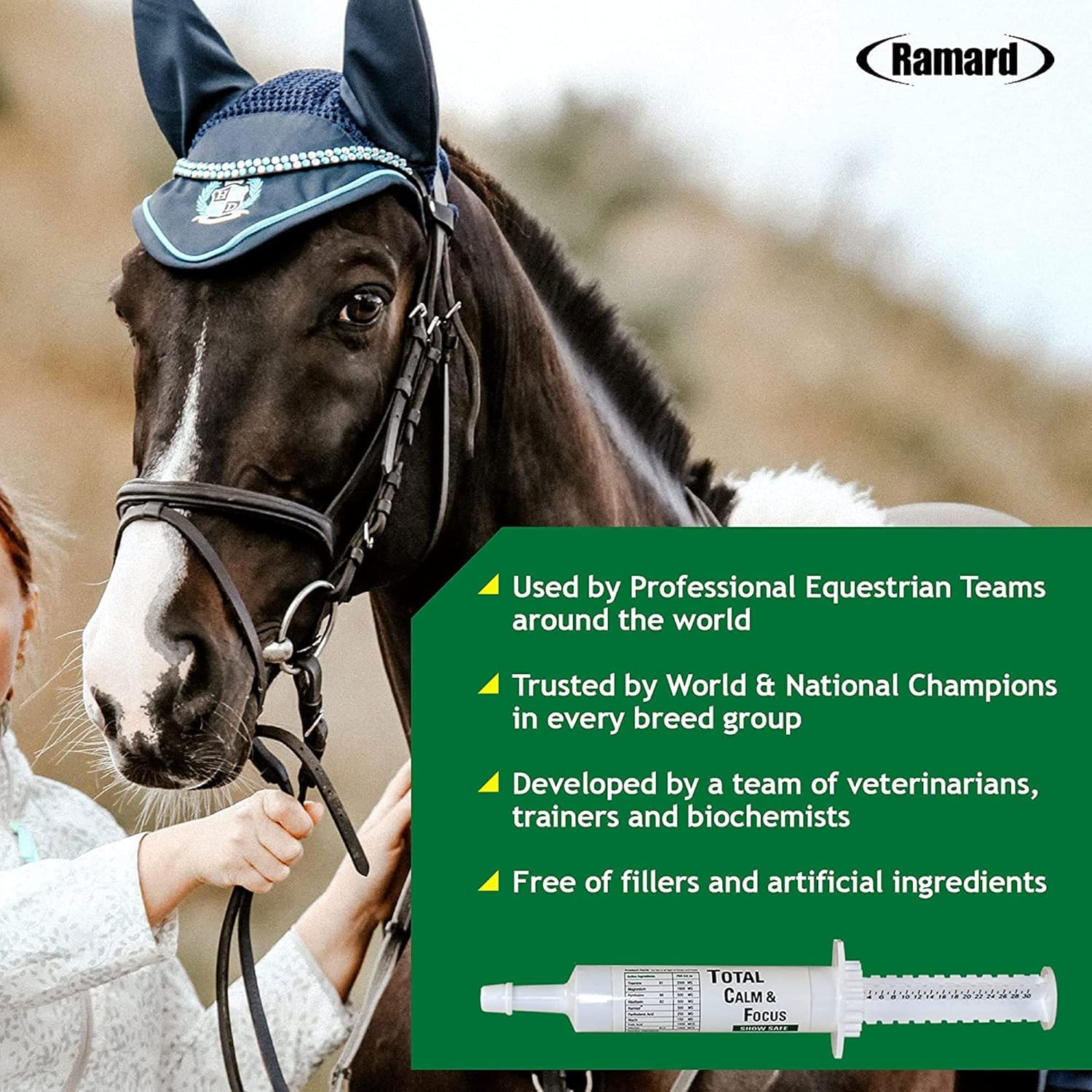 Horse Supplement for Mental Alertness & Calmness - Magnesium Formula for Show Performance - Equine Supplies - 3 Pack Syringe