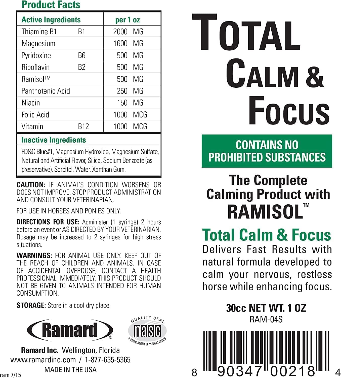 Horse Supplement for Mental Alertness & Calmness - Magnesium Formula for Show Performance - Equine Supplies - 3 Pack Syringe