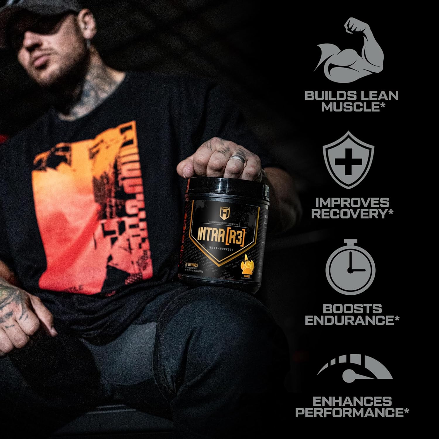 HOSSTILE Intra[R3] Intra Workout Powder - Orange Flavor, Enhance Energy & Endurance, Improve Muscle Recovery, Build Lean Muscle - 20 Servings