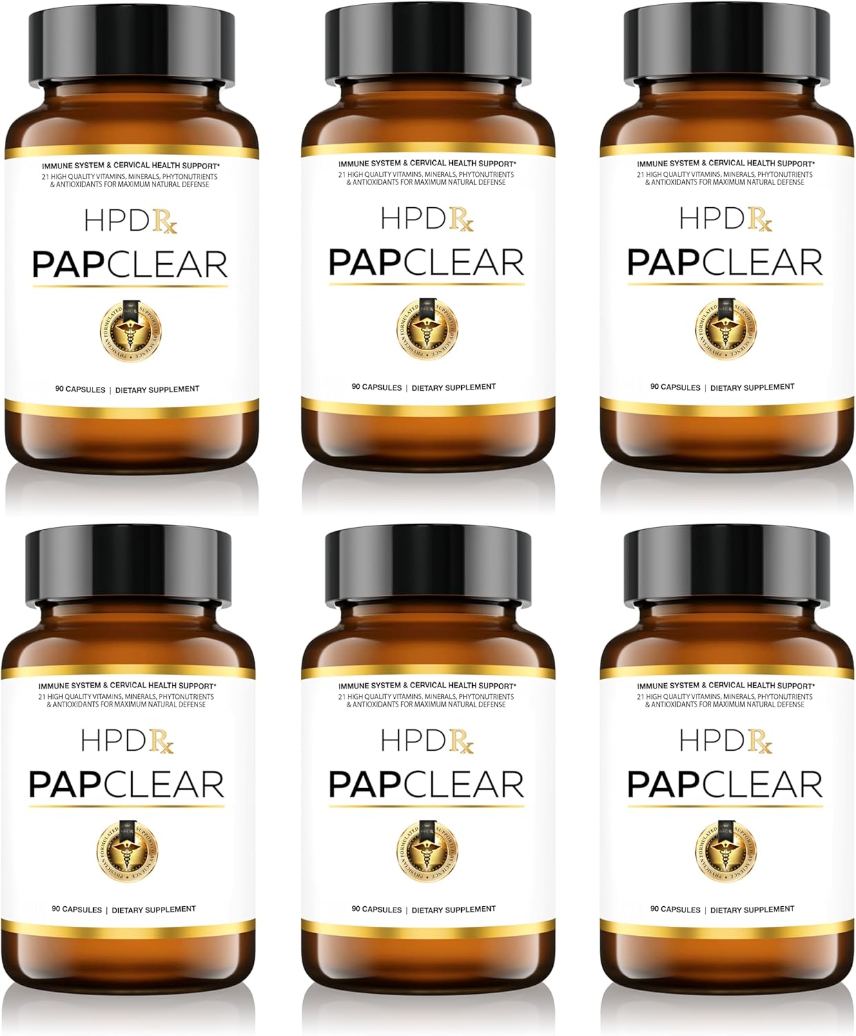 HPD Rx PAPCLEAR Immune Support Supplement - Physician Formulated, All Natural, 90 Capsules (Pack of 6)
