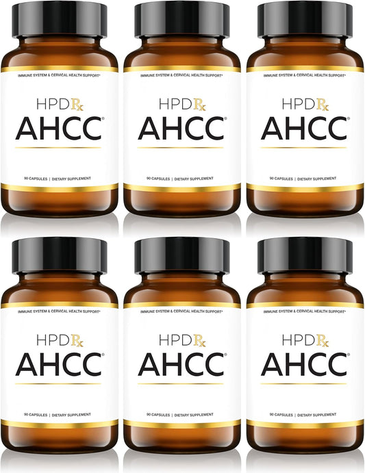 HPD Rx Premium AHCC & Shiitake Mushroom Supplement - 1100mg, Immunity Booster, Natural Killer Cell Support - 180-Day Supply, 6-Pack