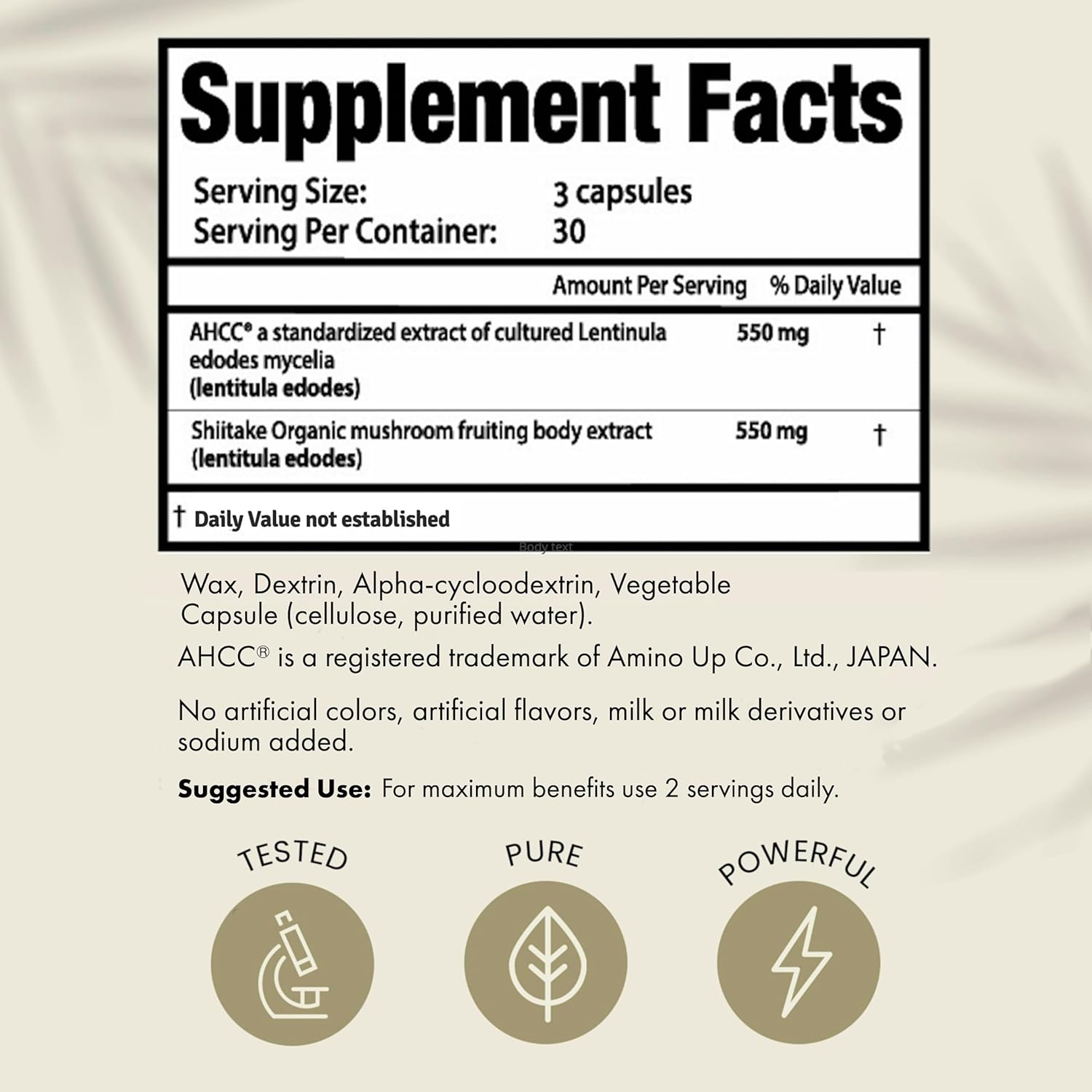 HPD Rx Premium AHCC & Shiitake Mushroom Supplement - 1100mg, Immunity Booster, Natural Killer Cell Support - 180-Day Supply, 6-Pack