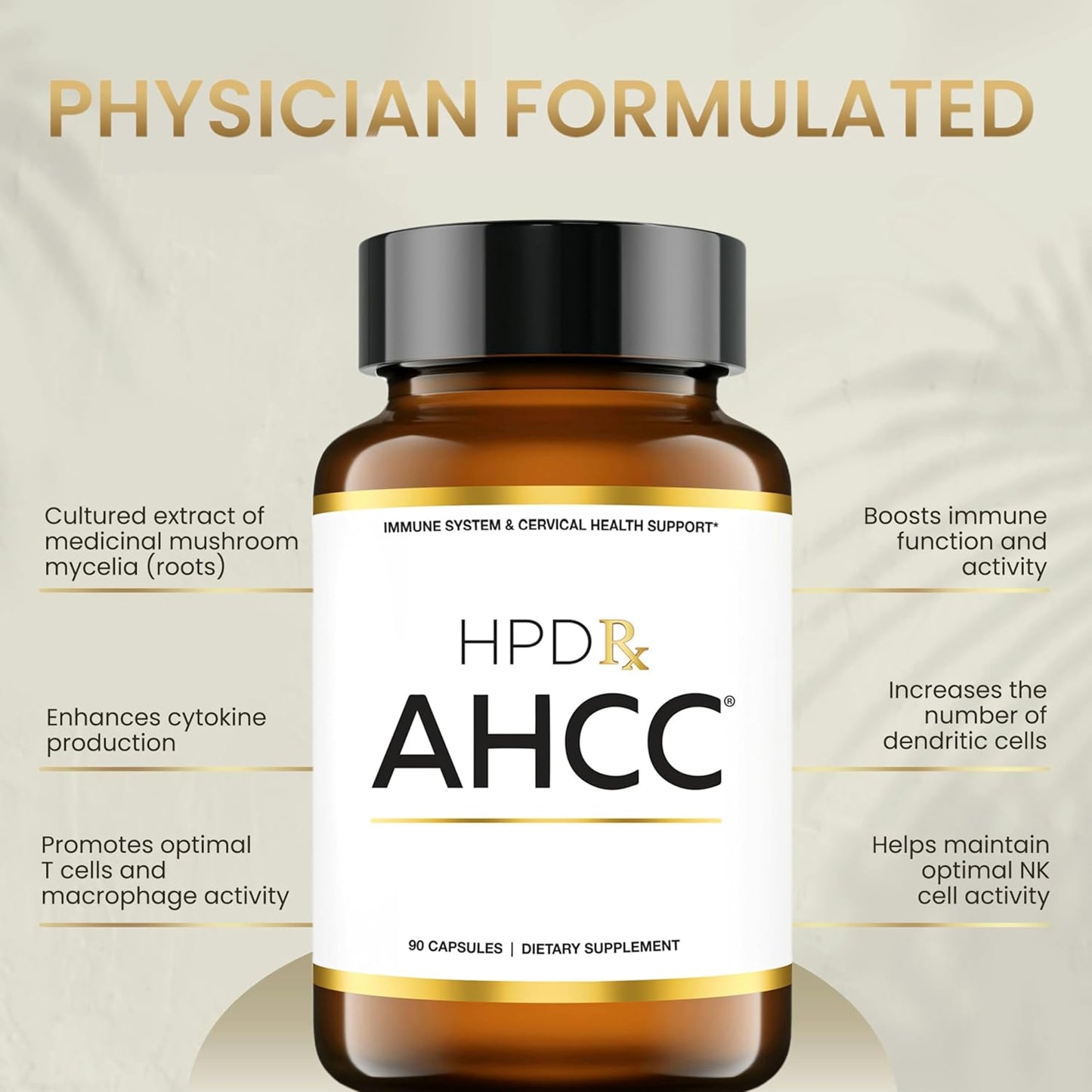 HPD Rx Premium AHCC & Shiitake Mushroom Supplement - 1100mg, Immunity Booster, Natural Killer Cell Support - 180-Day Supply, 6-Pack