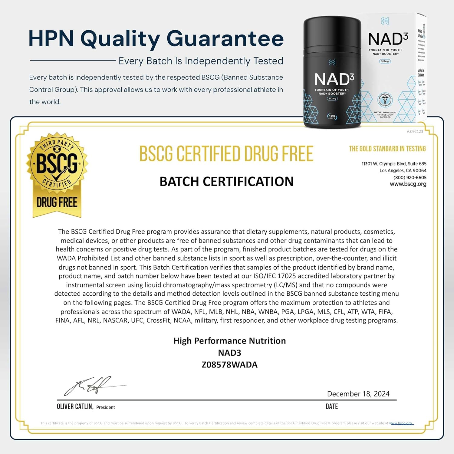 HPN NAD3 NAD+ Booster 2 Month Supply - Metabolic Repair - 120 Capsules