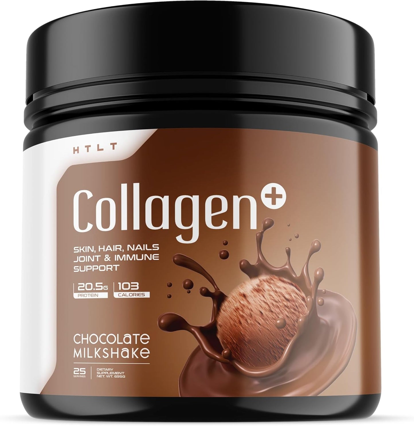 HTLT Collagen+ Protein Powder for Skin, Hair, Nails, Joints, Immune Support - 20.5g Protein, 103 Calories - Hydrolyzed Collagen Formula from HTLT