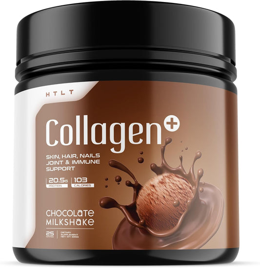 HTLT Collagen+ Protein Powder for Skin, Hair, Nails, Joints, Immune Support - 20.5g Protein, 103 Calories - Hydrolyzed Collagen Formula from HTLT