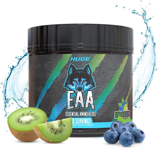 Huge EAA Supplement with 12.85g EAAs & 8g BCAAs, Kiwi Blueberry Flavor, Muscle Growth & Recovery, 17.73 Oz.