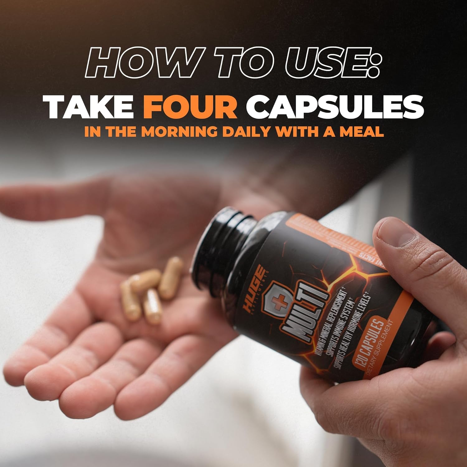 Huge Supplements Huge Multi: High-Performance Multivitamin for Men - All-in-One Formula for Athletes - Vitamin & Mineral Support - 120 Capsules