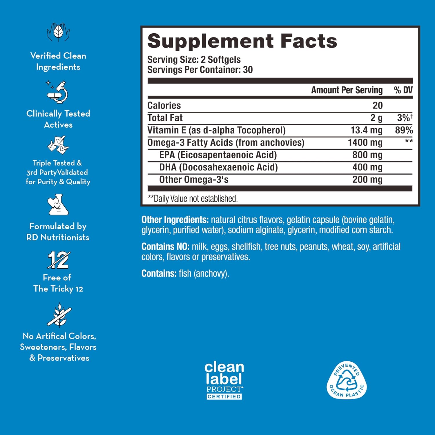 HUM OMG! Omega The Great - Triple Omega 3 Fish Oil Supplement for Bright Skin Tone - Gluten Free & Non-GMO (60-Count)