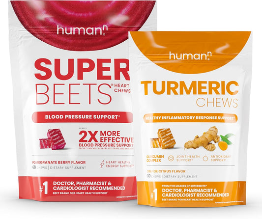 humanN SuperBeets Heart & Turmeric Chews - Antioxidant-Rich Dietary Supplement for Heart Health and Inflammation Support