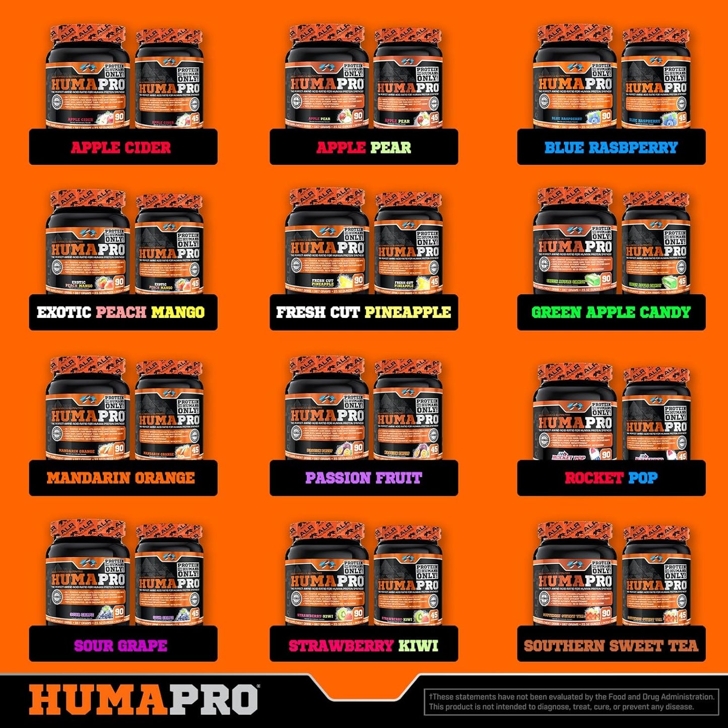 Humapro Amino Acids Protein Matrix - 99% Utilization for Lean Muscle - Vegan & Gluten Free - Mandarin Orange Flavor - 334g/45 Servings