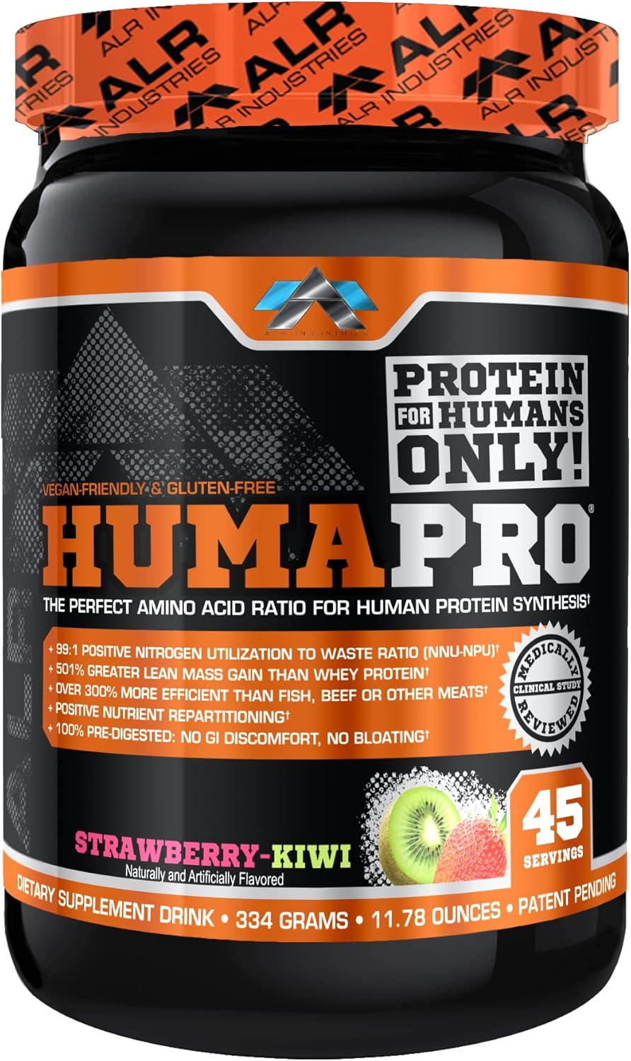 Humapro Amino Acids Protein Matrix 99% Utilization Lean Muscle Vegan Gluten Free Strawberry Kiwi 334g