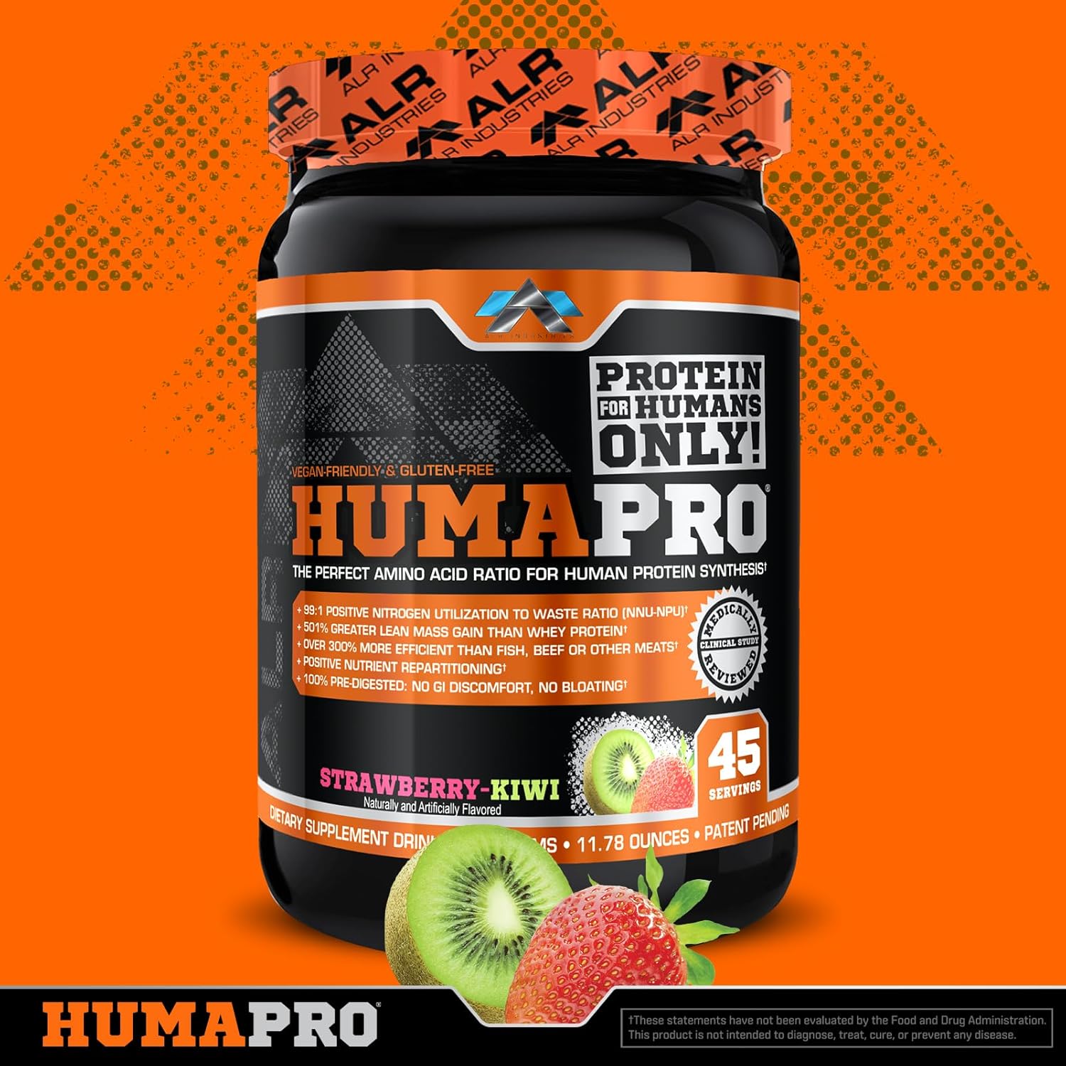 Humapro Amino Acids Protein Matrix 99% Utilization Lean Muscle Vegan Gluten Free Strawberry Kiwi 334g