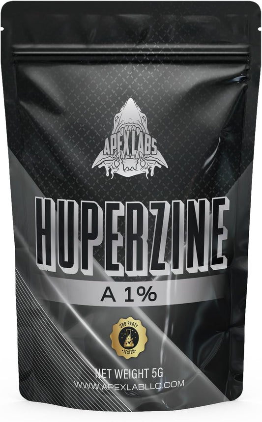Huperzine-A 1% Powder Supplement - Huperzia Serrata Extract - Non-GMO, Gluten Free - USA Made - Third Party Tested (5g)