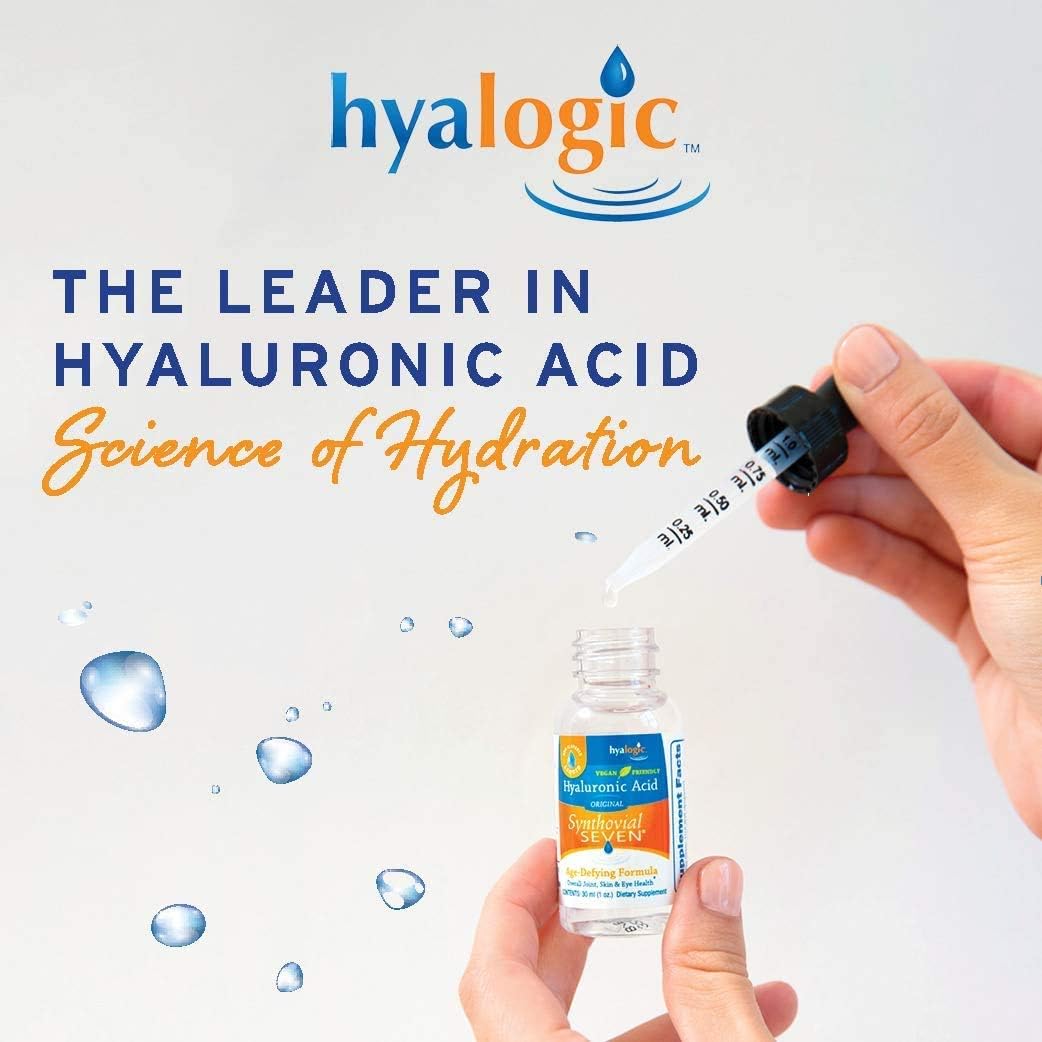 Hyalogic Synthovial Seven Oral Hyaluronic Acid Supplement 1oz with Bonus Lip Balm Stick - Hydration for Skin, Body, and Lips