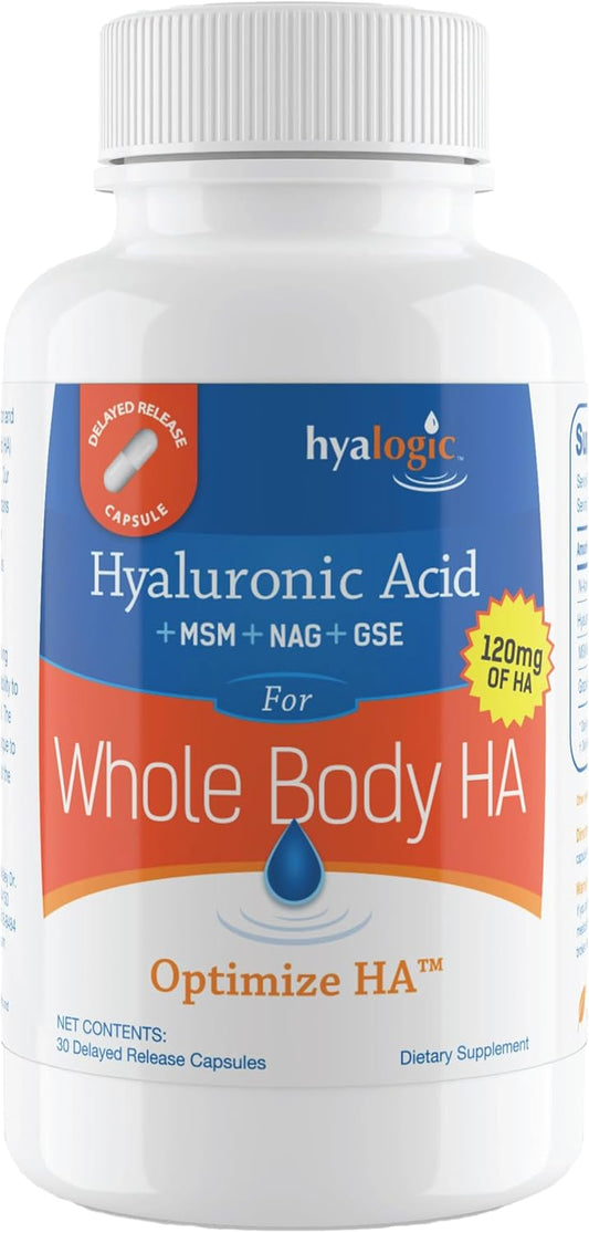 Hyaluronic Acid Combo Formula Capsules with Glucosamine MSM - Supports Healthy Joints, Eyes, Skin - Promotes Overall Body Health - Non-GMO - 30 Count