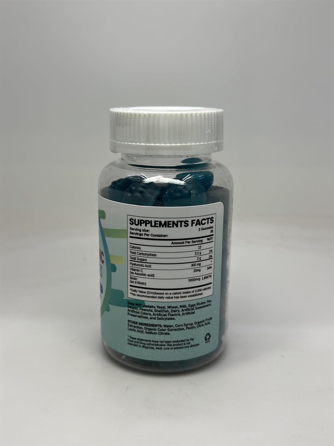 Hyaluronic Acid Gummies with Vitamin C & Biotin - 120 Chews, 5000mcg - Hyaluronic Acid Supplements