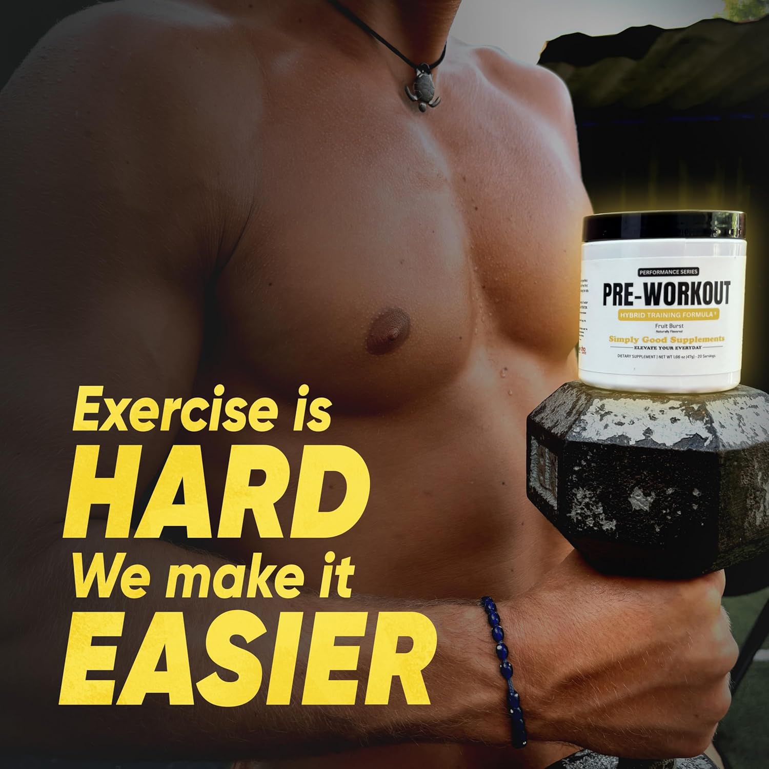 Hybrid Pre Workout Powder Supplement with 250mg Caffeine and Alpha GPC for Energy, Focus, and Endurance - 20 Servings for Men & Women