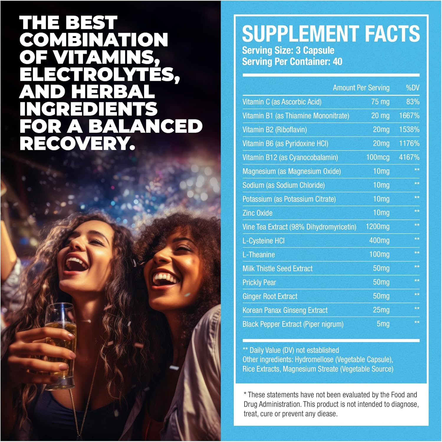 Hydralit After Drinking Aid Supplement - Electrolytes & DHM for Weekend Recovery & Liver Health Support - 120 Capsules