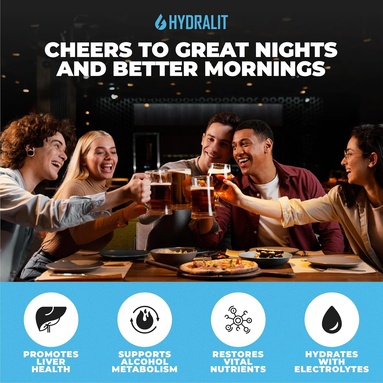 Hydralit After Drinking Aid Supplement - Electrolytes & DHM for Weekend Recovery & Liver Health Support - 120 Capsules