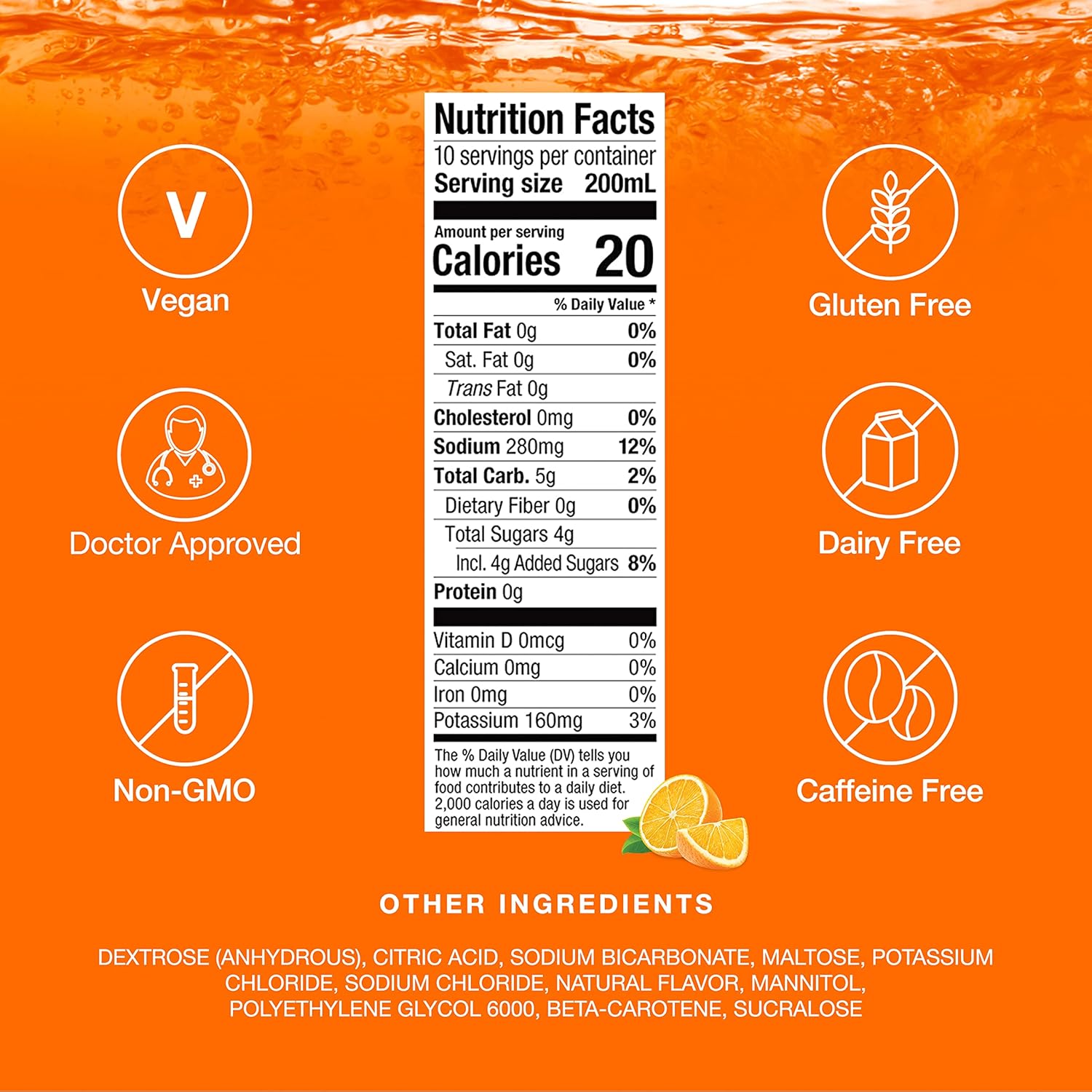 Hydralyte Electrolyte Tablets - Orange Flavor | Ideal for Bachelorette Parties, Workouts, and Travel | 10 Servings, 20 Tablets