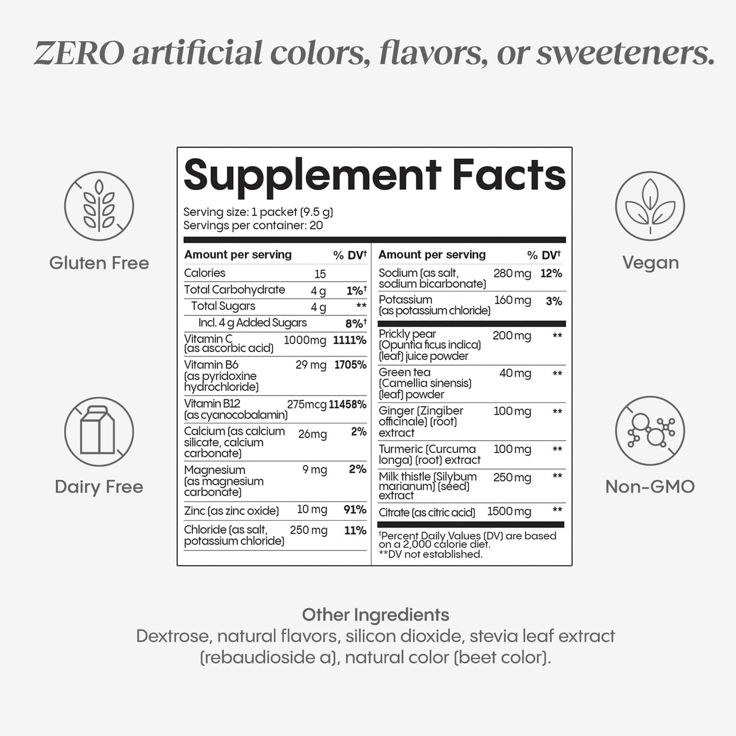 Hydralyte Liver Support Electrolyte Mix with Milk Thistle, Turmeric, Prickly Pear, Green Tea Extract for Rapid Rehydration - Blood Orange Ginger, 20 Packets